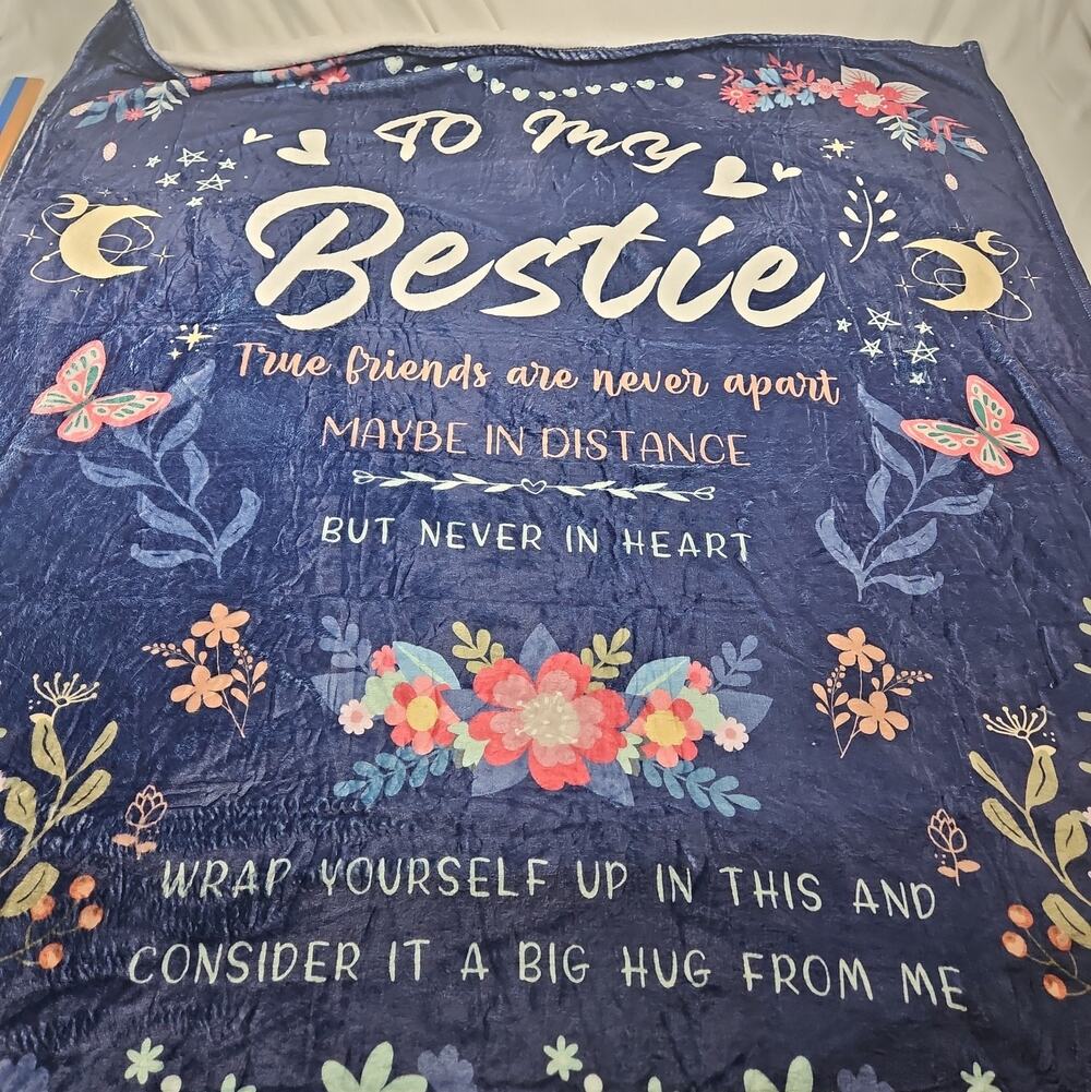 Bestie Gifts for Women - Best Friend Blanket, 60 X 50 Inch - Flannel Throw, Thin